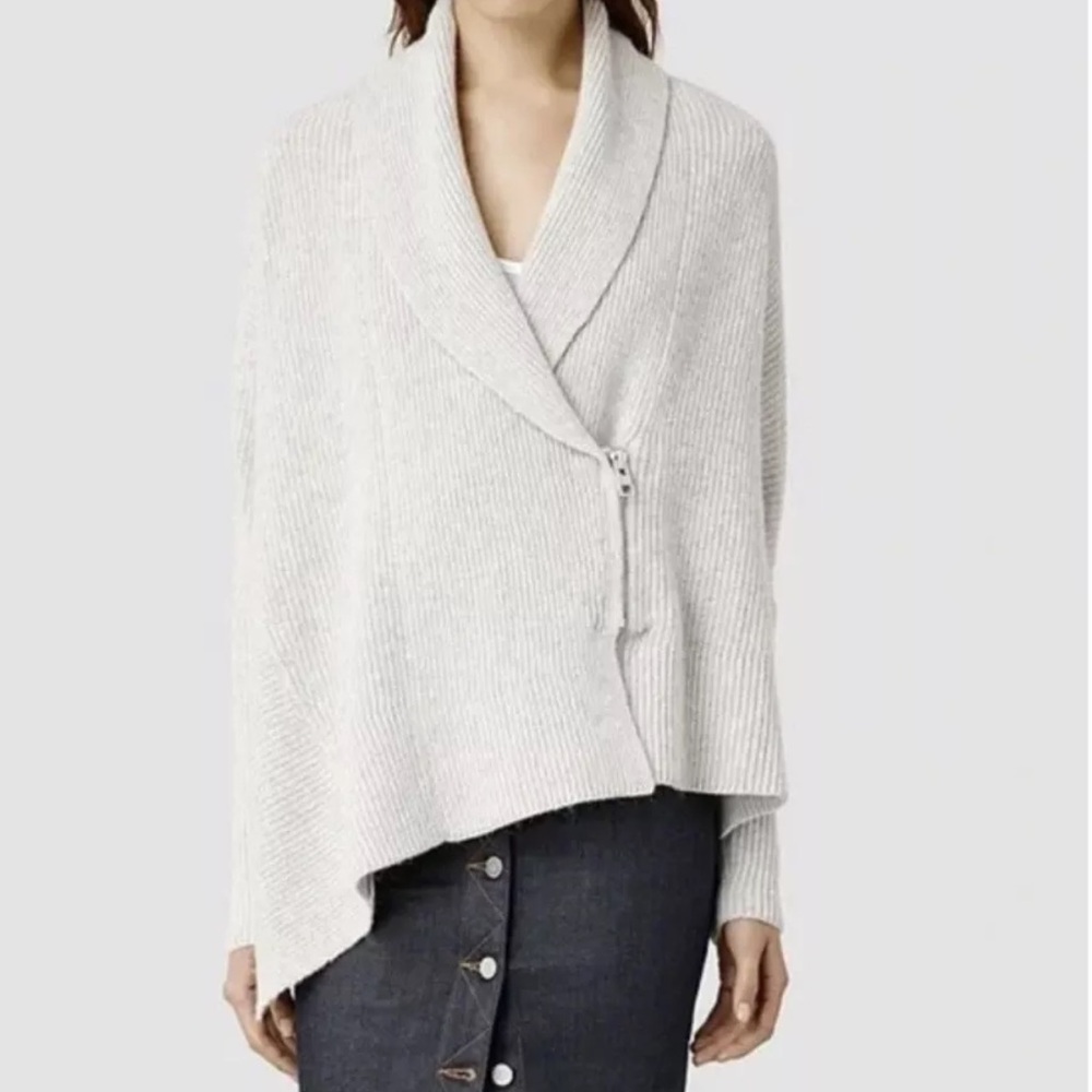 ALLSAINTS Able Cardigan Wool Alpaca Blend Dolman Sleeve Heather Gray MSRP$400 M